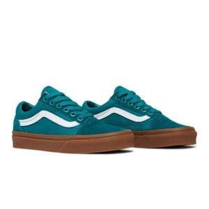 Vans Old Skool Gum Sole Teal Suede Skate Shoes Men US 9